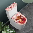 thumbnail image 2 of HELLHERO Toilet Dust Cover Set & Toilet Top Cover with Universal Polyester Fabric for Elastic Installation, Machine Washable, Calf and Rose Pattern, 2 of 8
