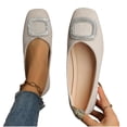 thumbnail image 6 of FRSASU Womens Soft Ballet Flats Square Toe Sparkly Beads Comfortable Slip On Ballerina Dress Flat Shoes Beige, 6 of 9