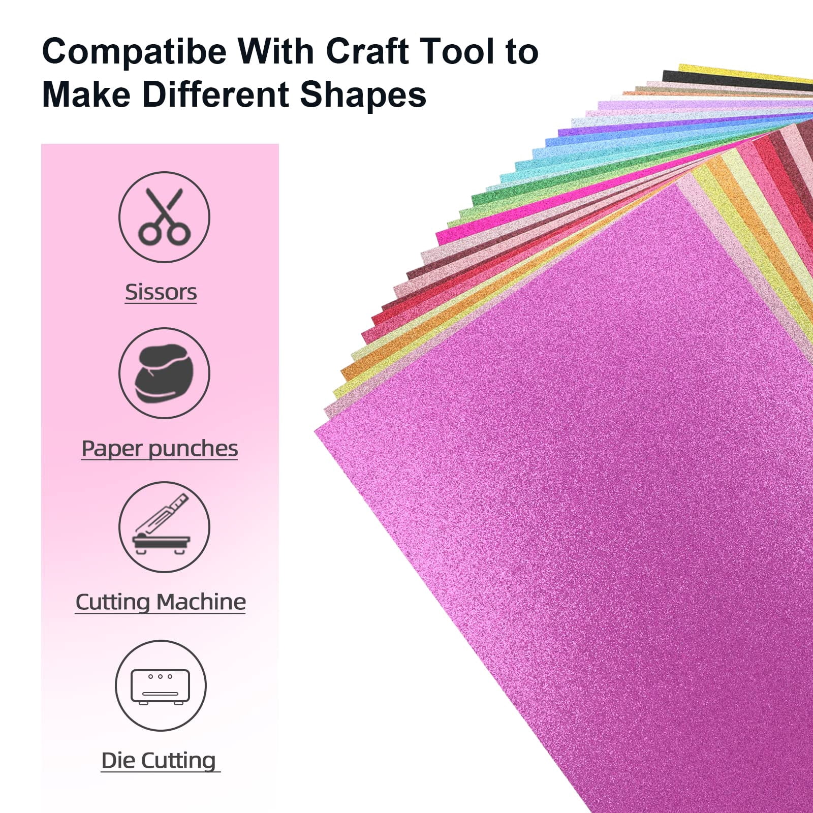 Double Sided Colorful Glitter Cardstock Paper 100 Lb Heavy 30 Colors 8.5x11 Inch 300gsm Thick Pastel Sparkly Card Stock For Cricut Making Crafting
