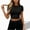 BlackďźCropďź, variant on Womens Crop Tops Summer Slim Fitted Basic Tee Stretchy Soft Crewneck Short Sleeve T Shirt