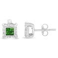 thumbnail image 2 of Sterling Silver 1/2ct TDW Treated Green Diamond Quad Stud Earring (Green, I1-I2), 2 of 7
