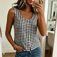 thumbnail image 6 of Tank Tops for Women Sleeveless Round Neck Plaid Button Shirts, 6 of 9