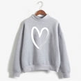 thumbnail image 2 of Pullover Sweater Fall Winter Loose Fit Crew Neck Long Sleeve Cap Drop Shoulder Ribbed Knit Heart Print Leisure Cotton Sweatshirt (Grey,L), 2 of 4