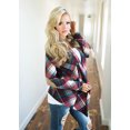 thumbnail image 2 of ITFABS Manteaux Cardigan en Coton à Carreaux pour Femmes, Manches Longues, Chemises Ouvertes, 2 of 3