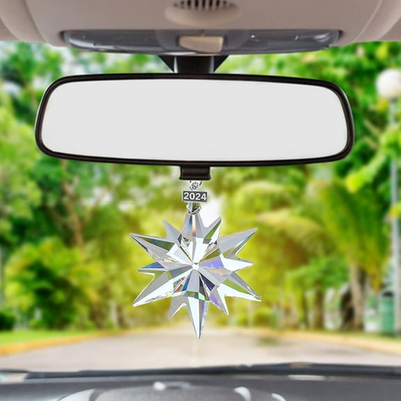 BOPORO Hanging Ornaments 2024 Annual Christmas Snowflake Crystal Pendant Tree Ornaments Home Hanging Decor Christmas Decoration