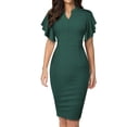 thumbnail image 1 of Ketyyh-chn99 Robes de Soirée pour Femmes Grande Taille Robe de Plage Décontractée Robe d'Été Manches à Volants Ample Plissée Mini Robe Verte,m, 1 of 4