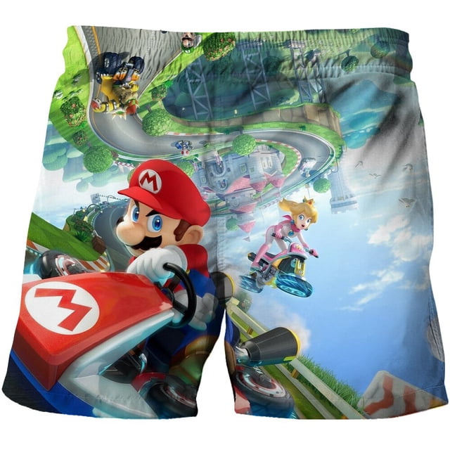 Pantalones cortos 3D Super Mario para niños, novedad de verano, pantalones cortos de baño de playa de secado rápido, pantalones cortos Harajuku para niños, pantalones cortos de playa 2023 New130 heqiyong CONDUJO
