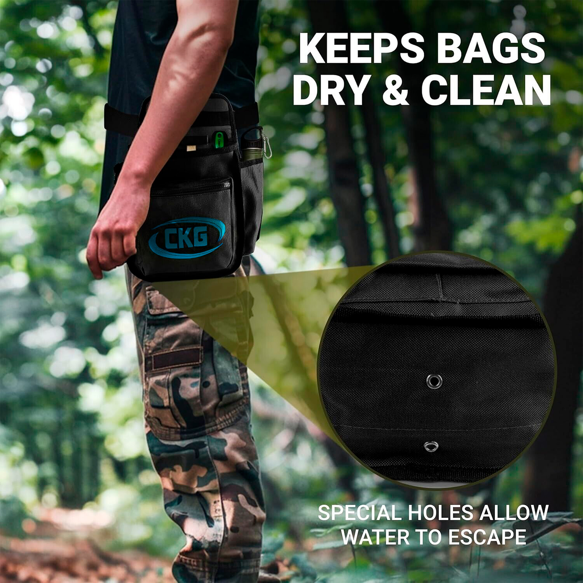 CKG Metal Detecting Finds Bag Waist Digger Pouch Tools Bag for Pinpointer, Black