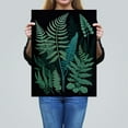 thumbnail image 4 of Elegant Fern Fronds Botanical Nature Foliage Artwork Teal Blue Green on Black Large Wall Art Poster Print Thick Paper 18X24 Inch, 4 of 5