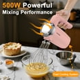 thumbnail image 3 of VAVSEA Electric Hand Mixer with 32 Attachments, Includes 2 Whisk, 2 Dough Hooks, 2 Beater, Cake Decorating, 500W Handheld Mixer for kitchen, Baking, Blending, Pink, 3 of 9