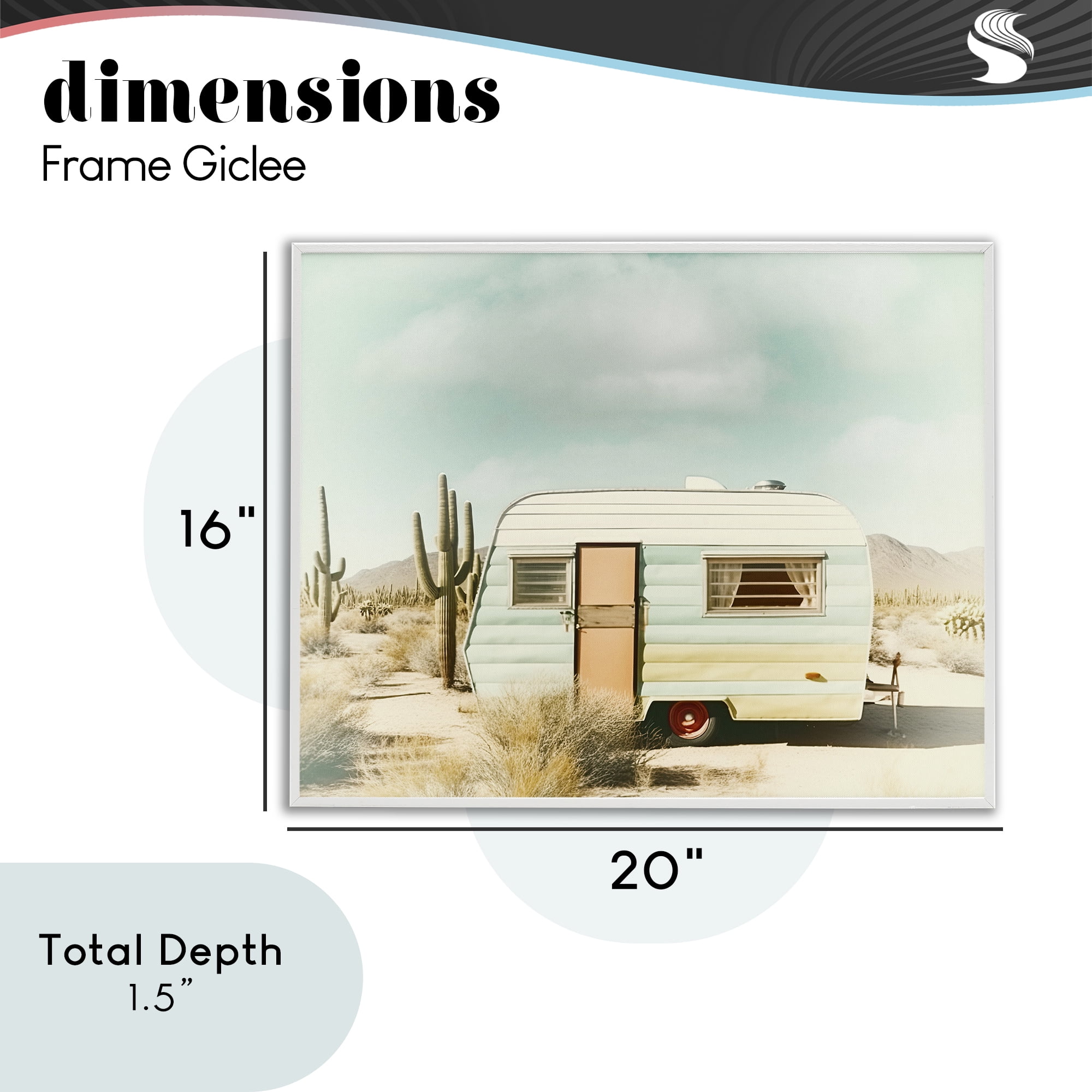 Desert Trip Vintage White Framed Giclee Art, design by Decent Exposures