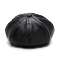 thumbnail image 6 of Minzimin Women's PU Leather Plain 8 Panel Octagonal Hat British Style Artist Painter Newsboy Cap, 6 of 8