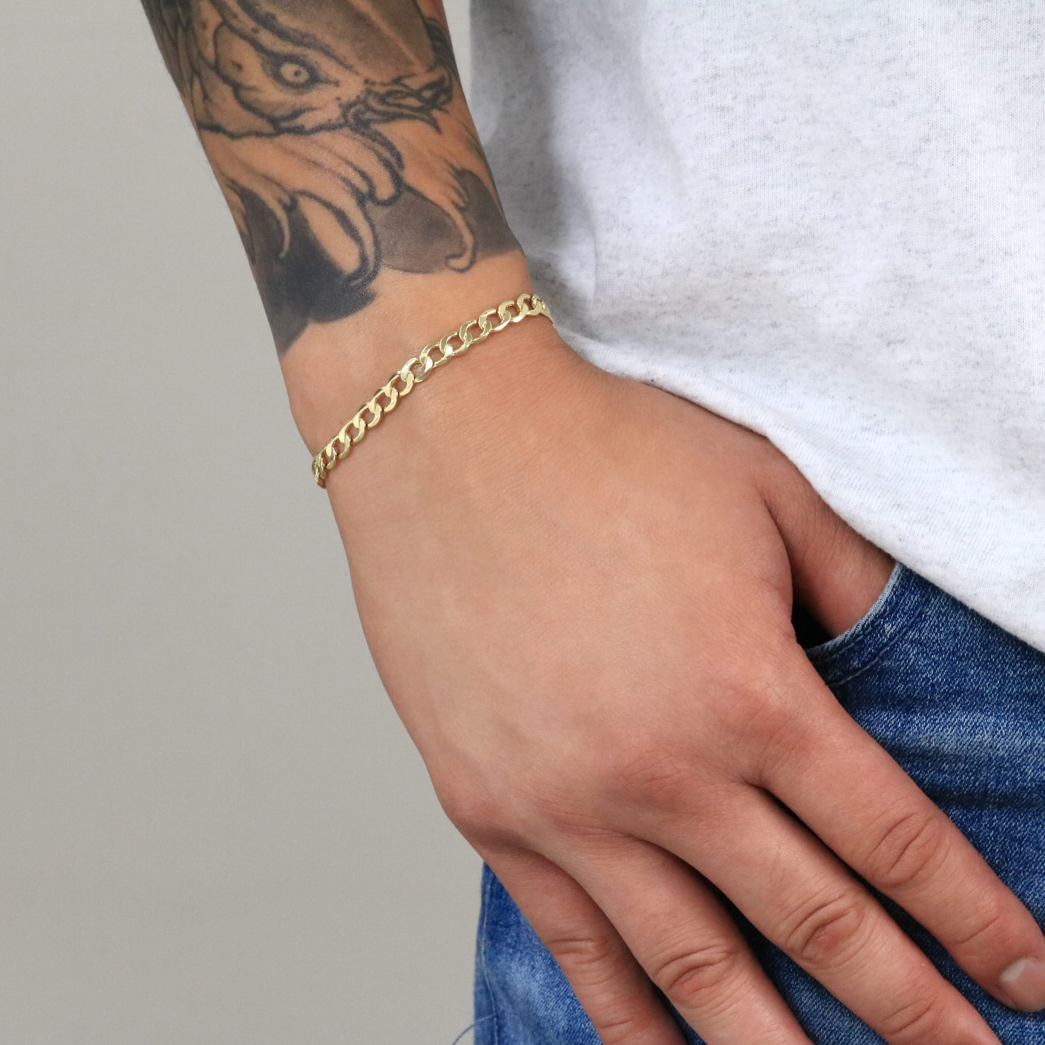 Nuragold 10k Real Yellow Gold Cuban Curb Link 5.5mm Chain Bracelet (7"-9") Italian Jewelry for Men & Women