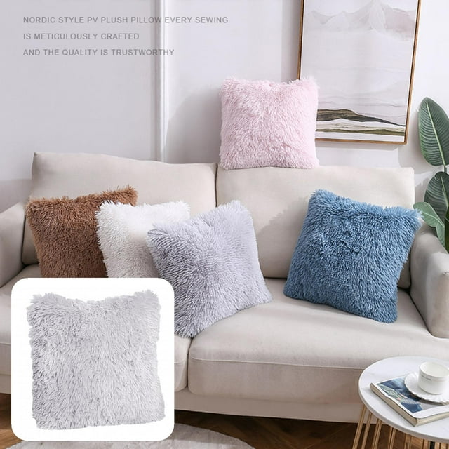 Housse de Coussin Moelleuse Largement Appliquée en Forme Carrée Décorative pour Canapé