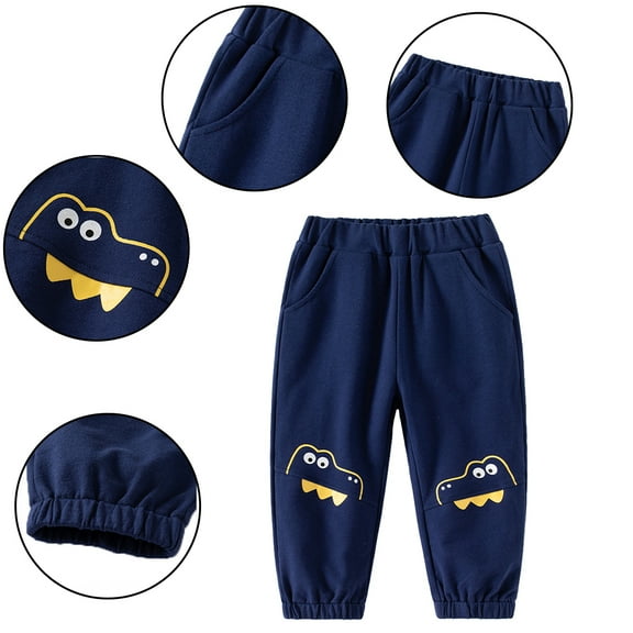 YTDSCS Baby Kids Jogger Sweatpants Pants for Boys Spring Fall Athletic Pants Toddler Cartoon Casual Pants Athletic Solid Pocket Elastic Spring Summer Sweat Pants,Sizes 2-10Years