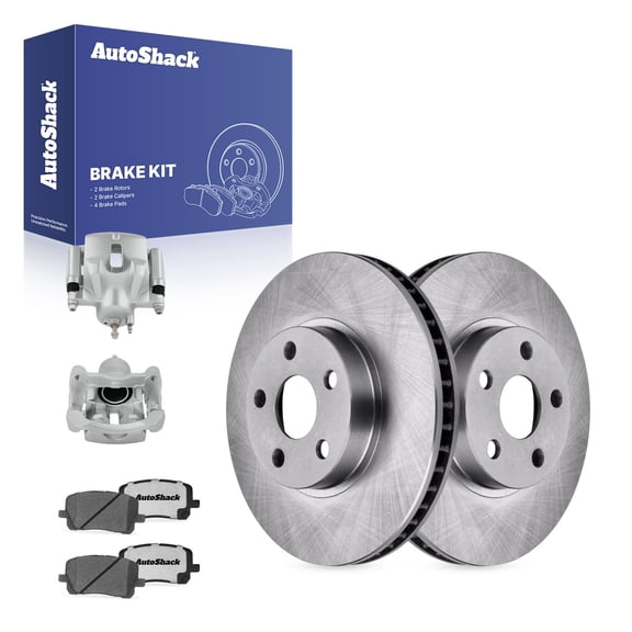 AutoShack Front Vented Brake Rotors   Ceramic Pads   Calipers 8-PC Brake Kit Replacement for 2003-2008 Toyota Corolla 2003-2008 Toyota Matrix 2003-2008 Pontiac Vibe 10.82" (274.9 mm)