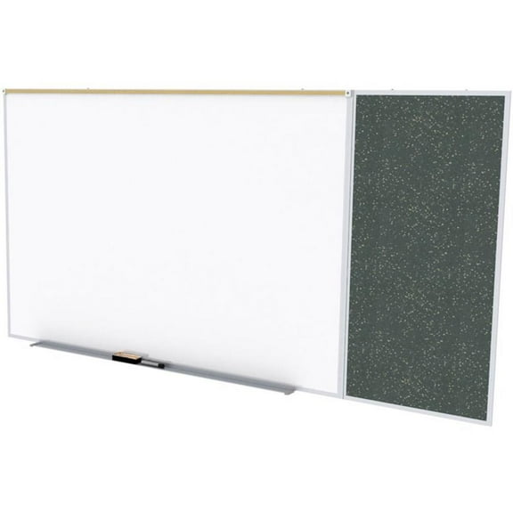 Ghent's Ceramic 4' x 10' Rubber Bulletin & Mag. Whiteboard C-Set in Speckled Tan