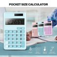 thumbnail image 2 of Calculadora mini de bolsillo, 3 unidades, calculadora eléctrica digital de escritorio con pantalla LCD de 8 dígitos, color rosa, azul y morado, 2 of 5
