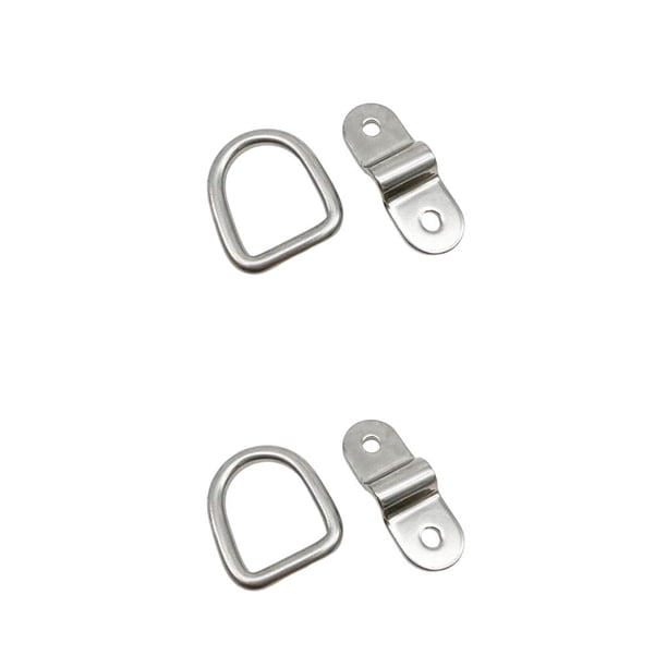Riwesomey Amarres de anillo en D Anillos de amarre resistentes a la corrosión Fácil instalación Gancho de carga Remolques Camiones Furgonetas Plata 2piezas