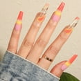 thumbnail image 4 of DHARMONAL Long Nail Calendering Rhinestone Blue False Nail Flashing Impress Nails Medium Length Painted Acrylic Nails Clear Short Ballerina Nails Coffin Nails Long Clear Nail Tips for Practice Hand, 4 of 6