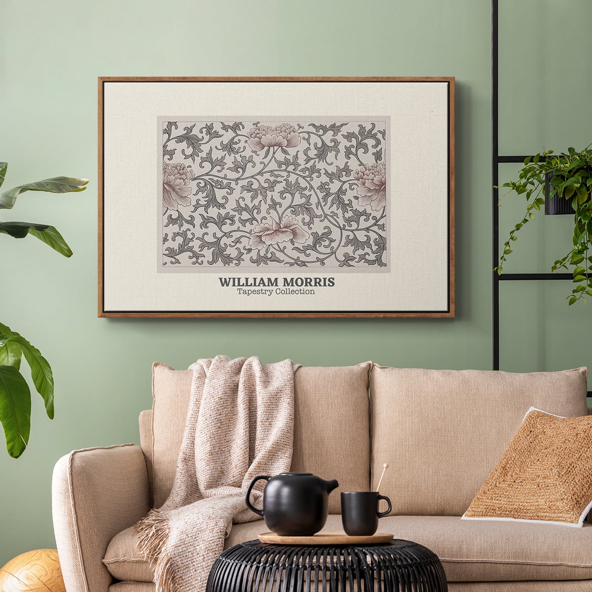 Vintage Abstract Print-XLVI Framed in Walnut Wood Gallery Wrapped Canvas 27 in. x 41 in.