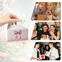 32pcs Sweet-style Handheld Gift Paper Boxes, Bowknot Print Candy Gift Boxes, suitable for birthday parties, Mother's Day, Valentine's Day, anniversaries, Christmas, weddings, and Thanksgiving.