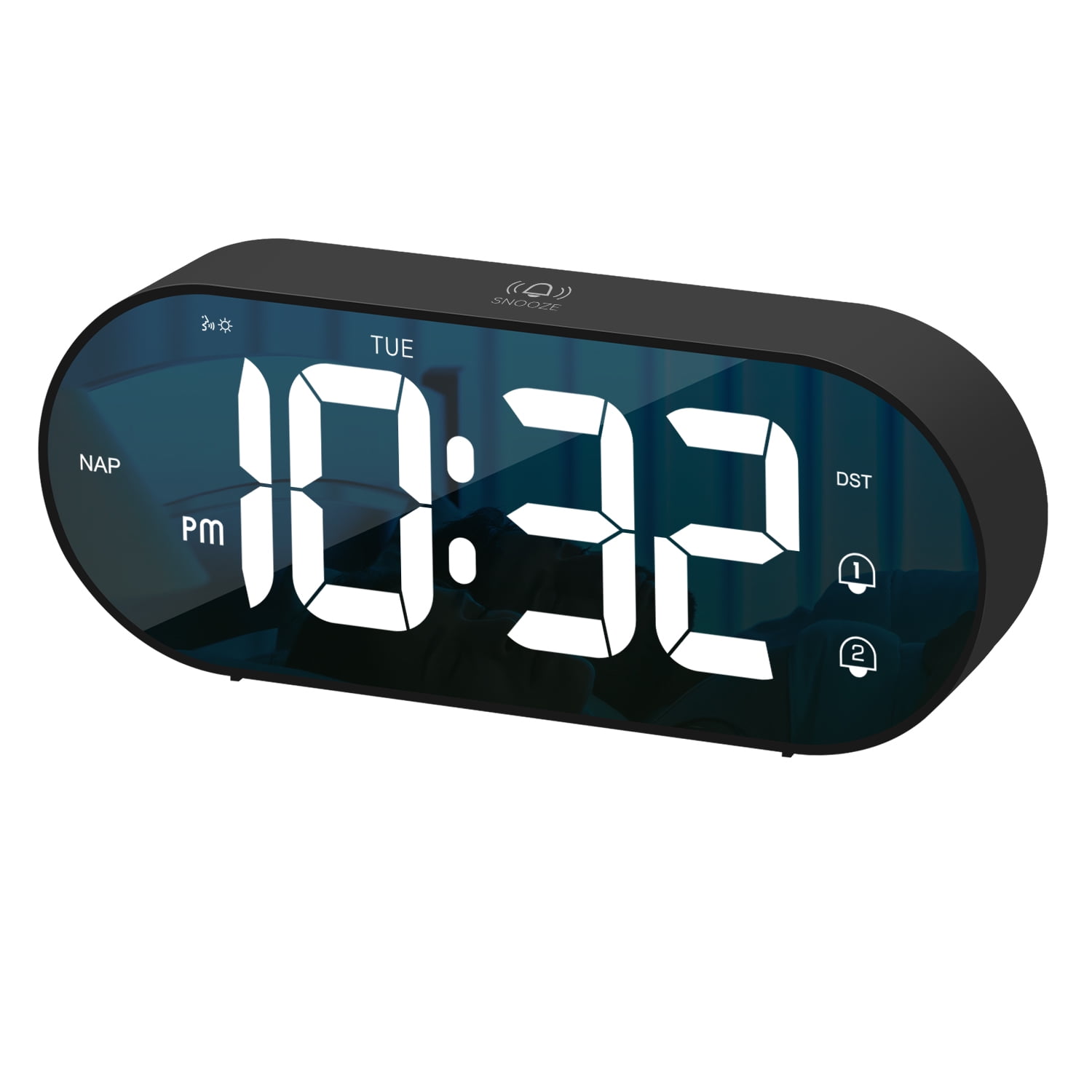 Cixywyi Voiceactivated Digital Alarm Clock,1200mAh Digital Clock Battery Operated,16 Music