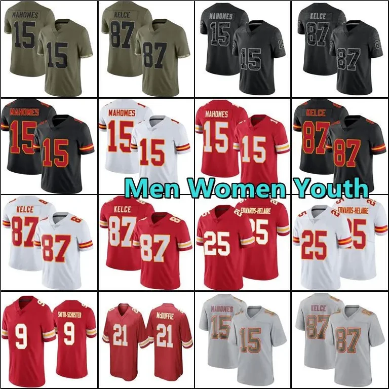 NFL_Jerseys Youth Football Jerseys Custom Kansas''City''Chiefs''men women  youth 15 Patrick Mahomes 9 JuJu Smith-Schuster 87 Travis Kelce 25 Clyde  Edwards-Helaire 