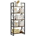 thumbnail image 2 of Dextrus 5-Tier Bookshelf, Ladder Bookcase, Industrial Freestanding Book Shelf Modern Open Display Storage Organizer Book Shelves for Bedroom, Living Room and Home Office, Rustic Brown, 2 of 7