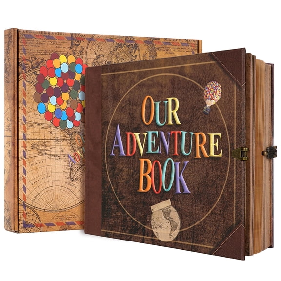 Hormy 146 Pages Wedding Scrapbook Album Our Adventure Book DIY Memory Travel Scrap Book with Stickers Kit Gift for Christmas, Birthday, 8 inch