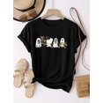 thumbnail image 1 of Women'S Halloween Ghosts & Plants Graphic T-Shirt - Soft Stretchy Casual Short Sleeve Tee with Spooky Cartoon Design, Perfect for Halloween, Travel & Casual attire, Halloween Clothing, 1 of 6