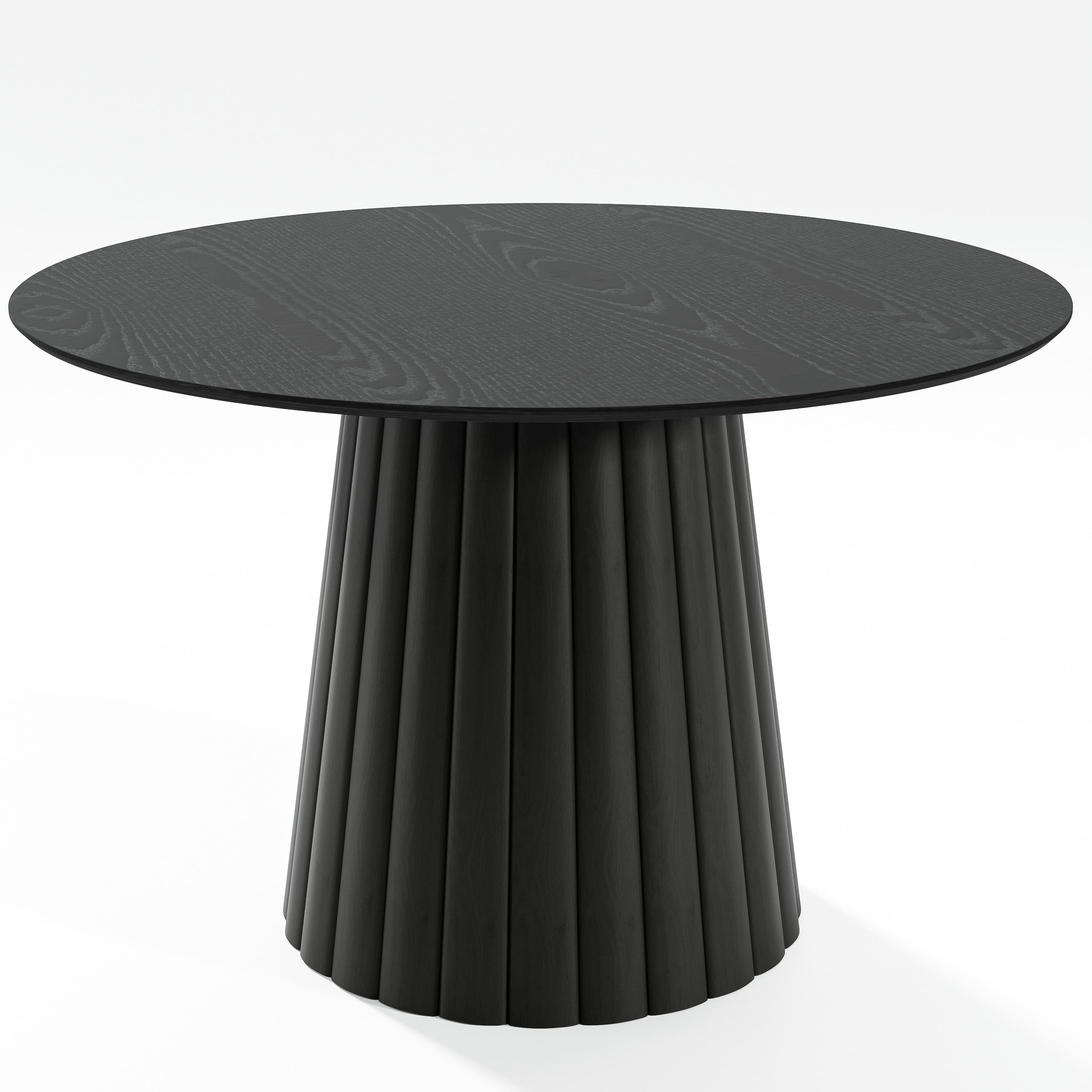 46 in. Soild Wood Black Dining Table Round Kitchen Table