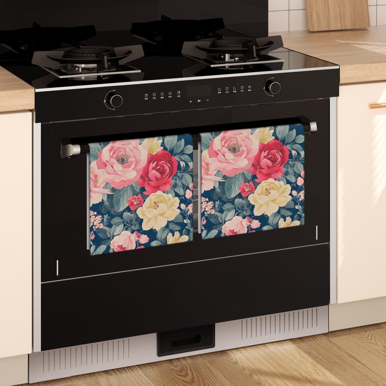2 Pcs Funny Kitchen Towels,Pioneer Flower Microfiber Dish Towels,Kitchen Tea Towels,Kitchen Towel Set (18" X 26")