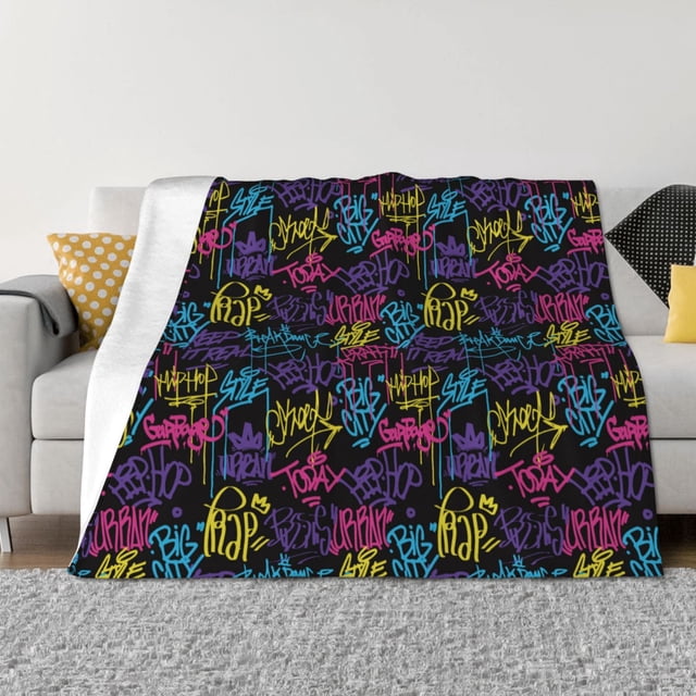 Fotbe Graffiti Art Manta de Franela con Estampado, Manta Ultrasuave para Cama, Sofá, Auto, Hipoalergénica y Antibolitas-80"x60"