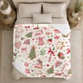thumbnail image 4 of Holiday Christmas Cookie Dessert Motif Watercolor Style Festive, Festive Holiday Scene, Warm Flannel Blanket for Living Room and Reading Nook, Art Lovers Christmas Gift, Festive Home Decor, 4 of 7
