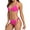 Magenta, variant on Charmo Halter Bikini Sets for Womens Triangle Two Piece Bathing Suits Tie Back