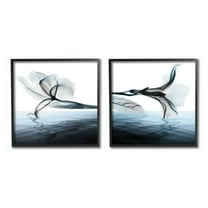 Stupell Industries Contrast Black And Blue Flower Bloom Water Designs Graphic Art Black Framed Art Print Wall Art Set of 2, 12x12, by Albert Koetsier