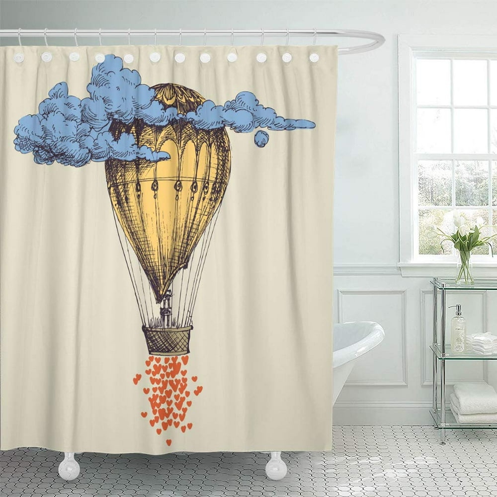 KSADK Ballon Hot Air Balloon Up in The Sky Lots Shower Curtain Bathroom