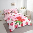 thumbnail image 3 of Manfei Cartoon Axolotl Bedding Comforter Set 7pcs,Kawaii Strawberry Queen Bedding Sets,Pink Red White Queen Sheet Sets For Girls,Luxury Bedroom Decor Reversible, 3 of 8