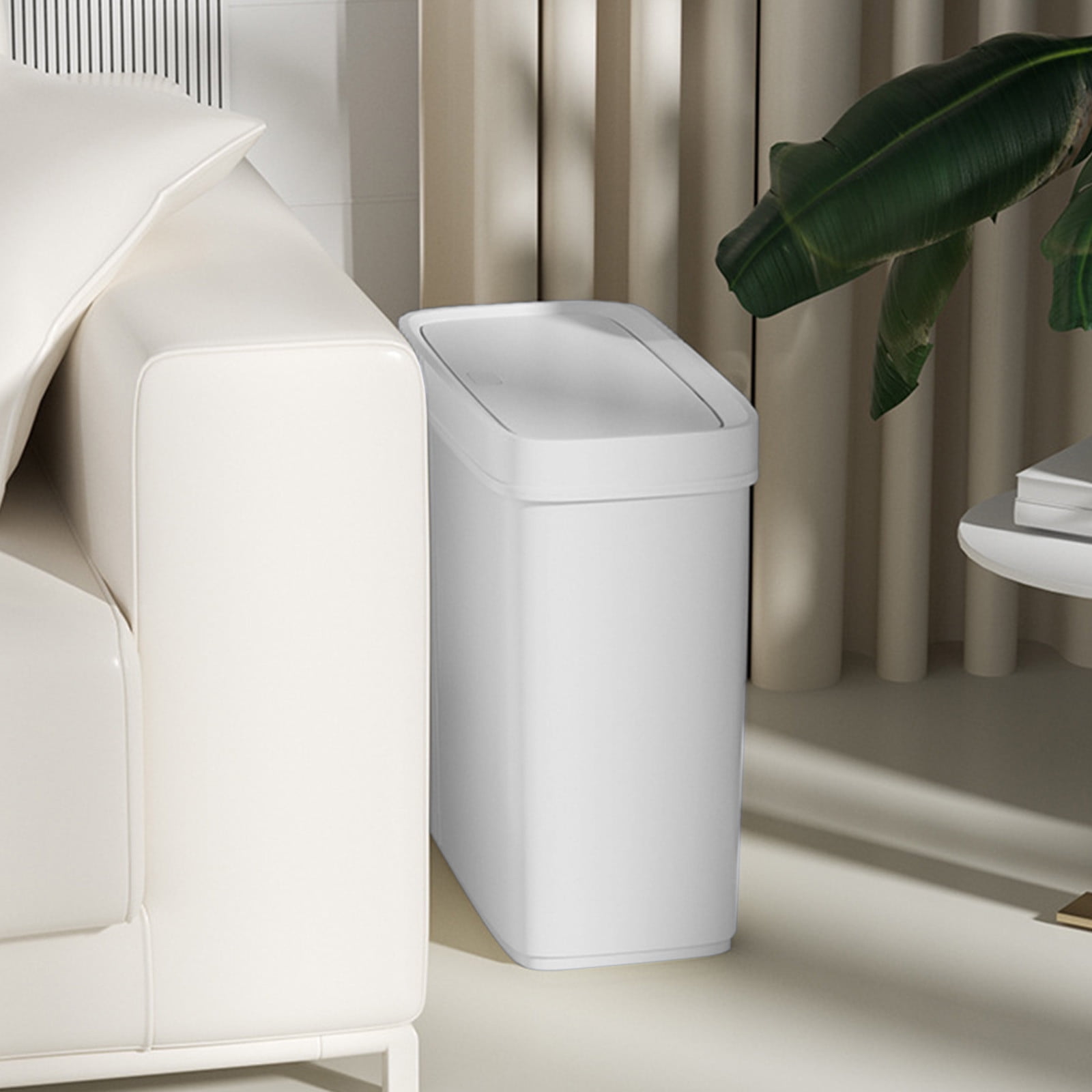Bathroom Trash Can with Pop-Up Lid, Odor-Locking Garbage Bin – Press Button Open, Leak-Proof, Compact for Toilet Office Bedroom Living Room Small Spaces