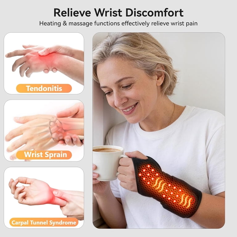 Cordless Wrist Heating Pad Wrap, Heated Wrist Brace with Vibration, Portable Hand Wrap Brace with 3 Heats and Vibrations Modes, Rechargeable Heating Pad for Wrist and Hand, Elbow, Ankle - Walmart.com Cordless Wrist Heating Pad Wrap, Heated Wrist Brace with Vibration, Portable Hand Wrap Brace with 3 Heats and Vibrations Modes, Rechargeable Heating Pad for Wrist and Hand, Elbow, Ankle - Walmart.com