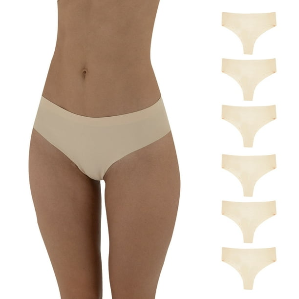 D SSENTIALS Ropa Interior para Dama Pantaletas para Mujer Sin Costuras Calzones para Dama Corte Bikini Paquete de 6 Piezas