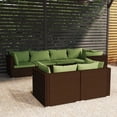 thumbnail image 1 of vidaXL 7 Piece Garden Lounge Set with Cushions Brown Poly Rattan, 1 of 5