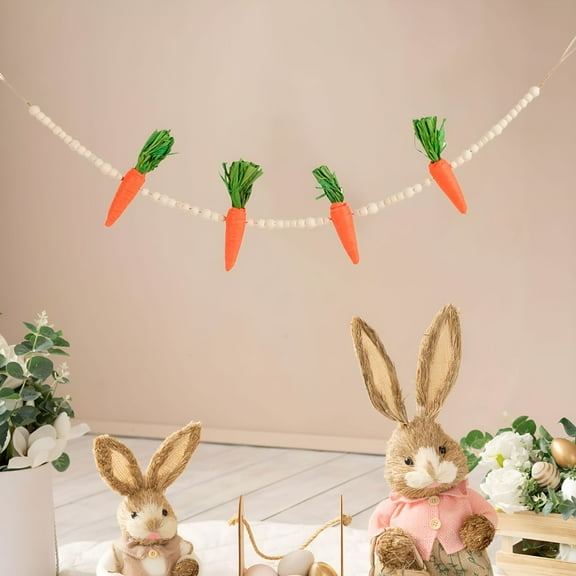 LAMIRO Easter Carrot Garland Carrot Banner Artificial Carrots Hanging Decorations Carrot Ornament for Fireplace Wall Party Home Room