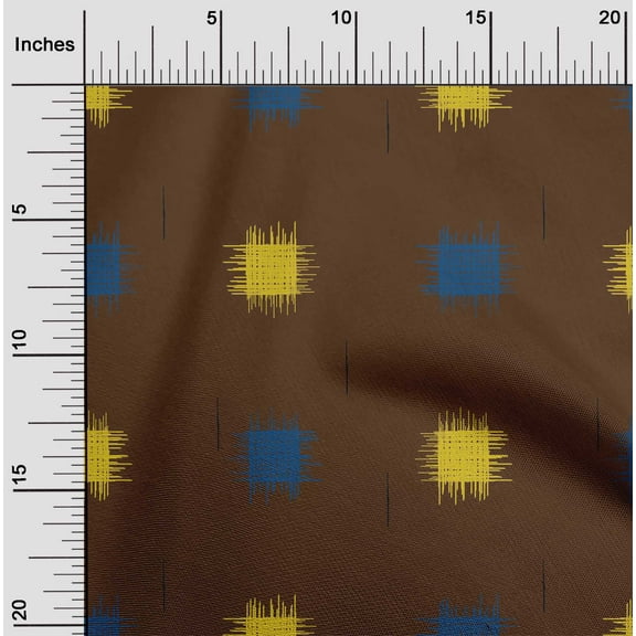 oneOone Organic Cotton Poplin Twill Fabric Small Motif Ikat Print Fabric By The Yard 42 Inch Wide