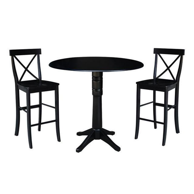 International Concepts K46-42DPT-27-S6133-2 Table Ronde de Bar avec 2 Tabourets de Bar - Noir
