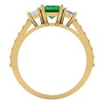 thumbnail image 4 of Three-Stone Engagement Ring for Women - 1.88ct Simulated Emerald in 18K Yellow Gold Promise Ring, 4 of 6