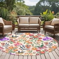 thumbnail image 4 of Watercolor Floral Round Area Rug 6Ft Washable Circle Rugs for Bathroom Office, Retro Botanical Flowers Leaves Spring Beige Non-Slip Carpet Floor Mats Indoor Outdoor Carpet Runner Aesthetic Home Decor, 4 of 8