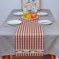 thumbnail image 4 of Table Runner Dresser Scarves 120 Inch Long, Vintage Farm Red White Grid Plaid Linen Dining Table Runners Rustic Western Star and Berry Tabletop Scarf for Wedding Holiday Party Kitchen, 4 of 7