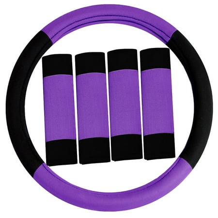 Volvo Steering Wheel Cover - FH GROUP Modernistic Steering Wheel Cover and Seat Belt Pads, Purple